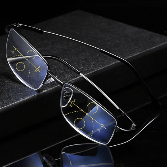 Unisex intelligent progressive reading glasses for clear multifocal vision & all ages. Lightweight, flexible frame.