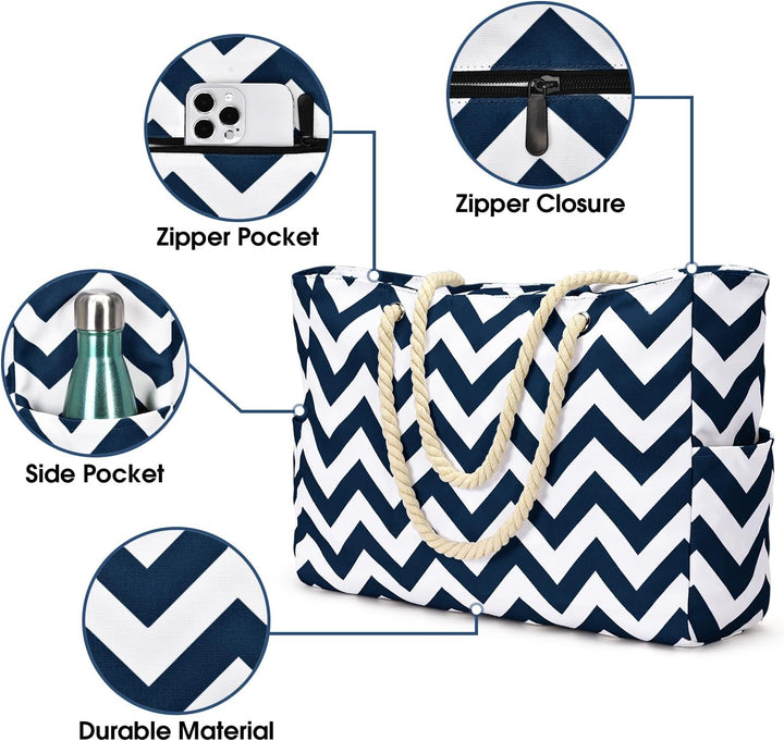 Spacious waterproof beach bag, perfect for family outings and essentials.