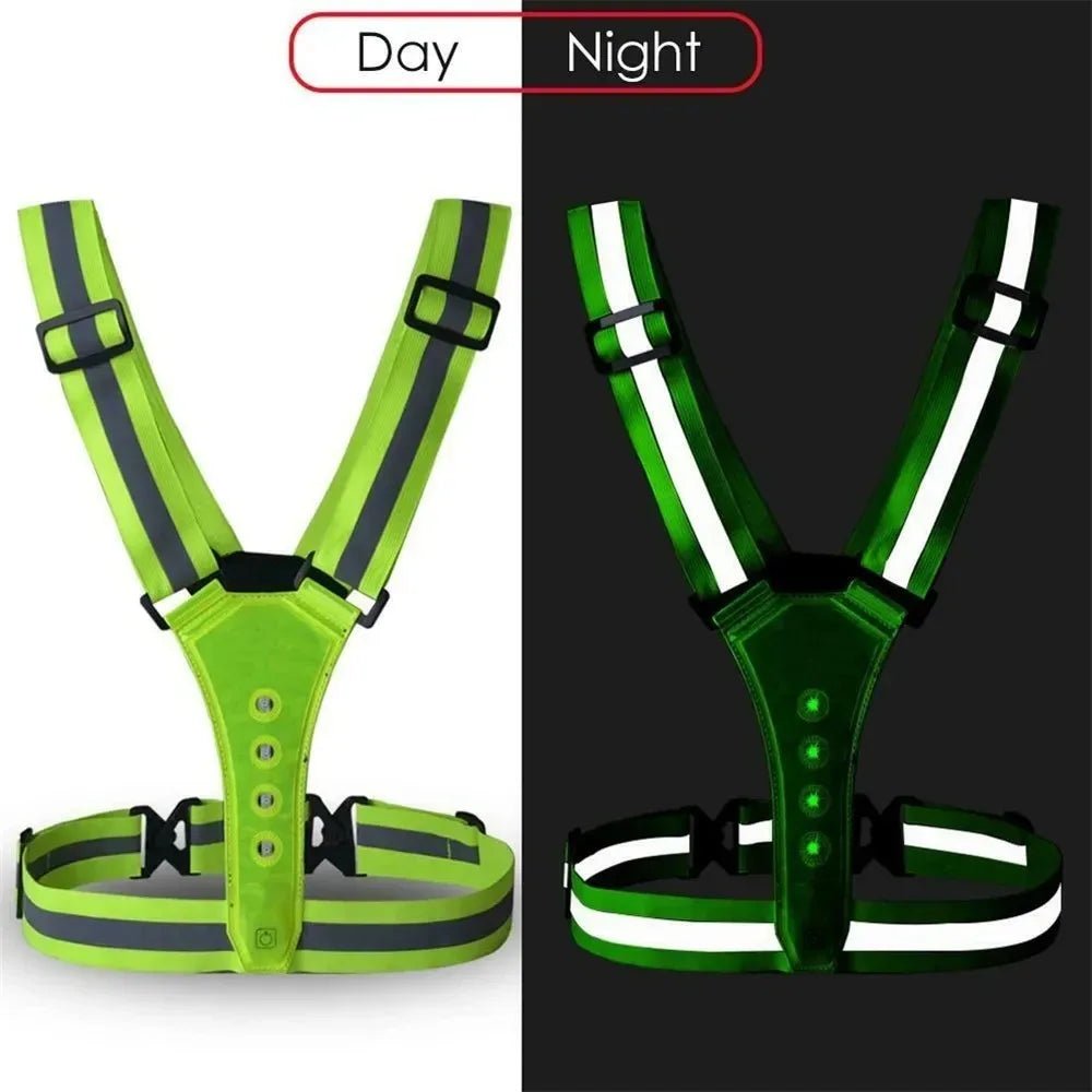 Stay safe at night with this unisex LED reflective vest. High visibility for outdoor activities.