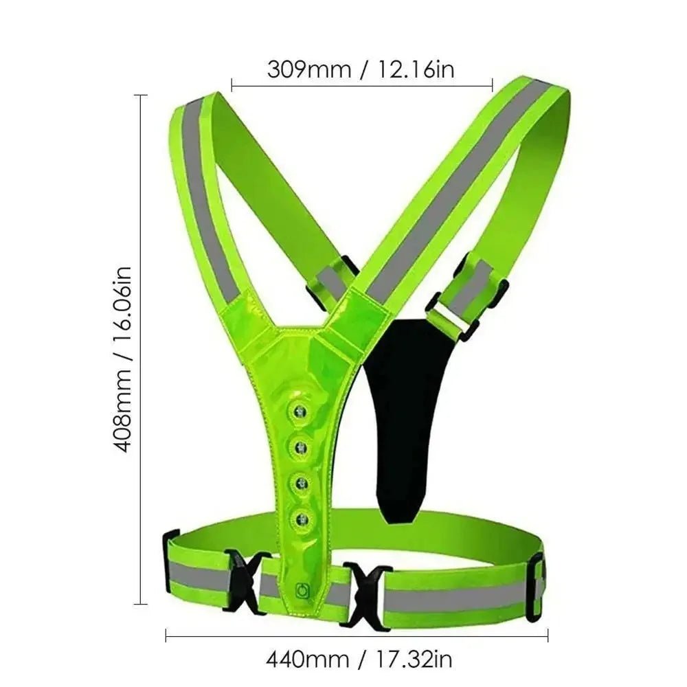 Adjustable unisex LED running vest for enhanced night visibility. Perfect for outdoor gear safety.