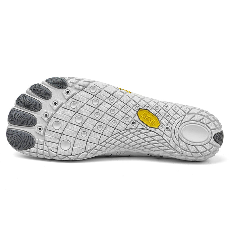Breathable minimalist running shoes with a wide toe box for comfort.