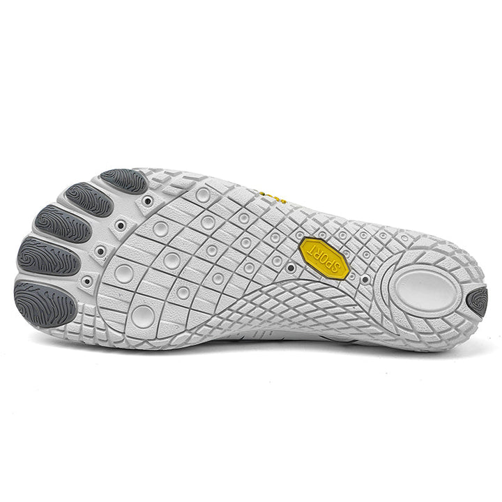 Breathable minimalist running shoes with a wide toe box for comfort.