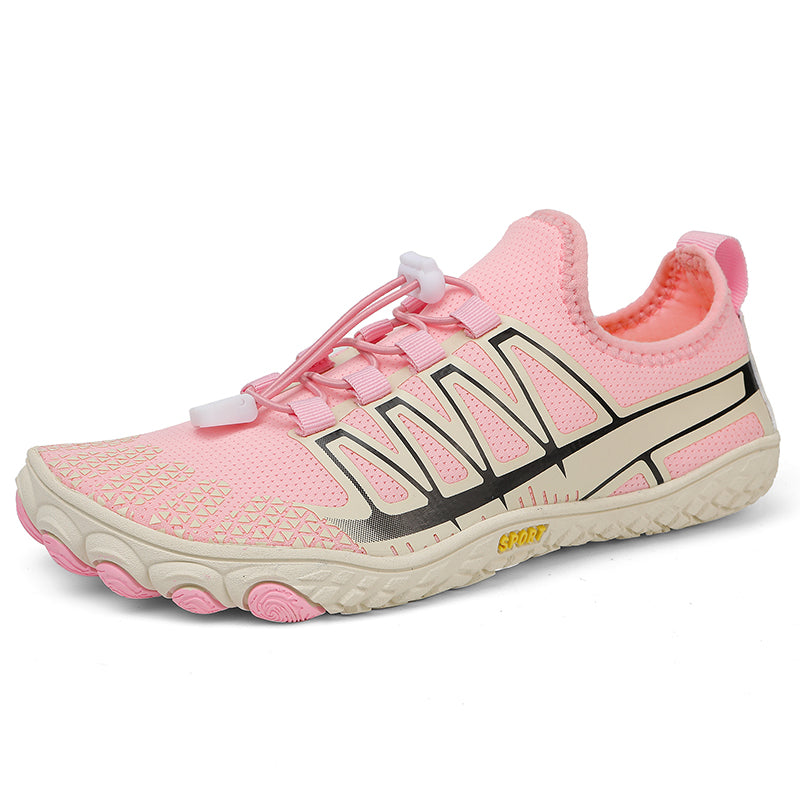 Barefoot running shoes for men & women, featuring a flexible sole.