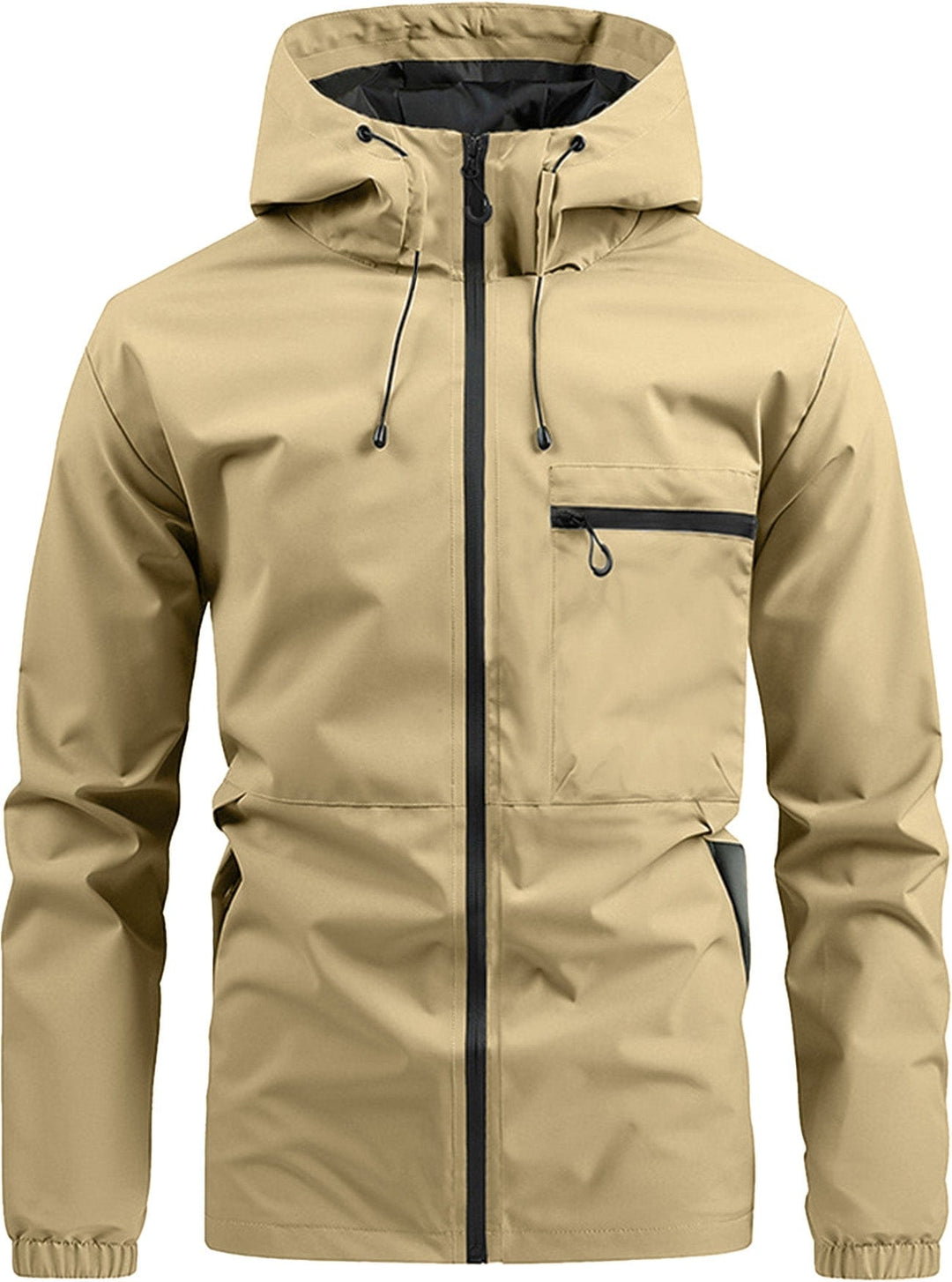 Folded unisex lightweight breathable jacket, compact for travel or hiking, vibrant red color.