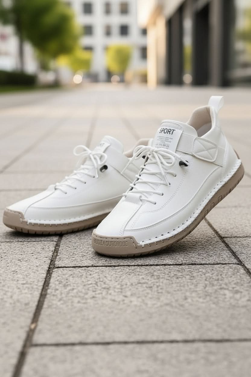 Side view: Unisex lightweight slip-on trainers, showcasing breathable design for everyday walking comfort.