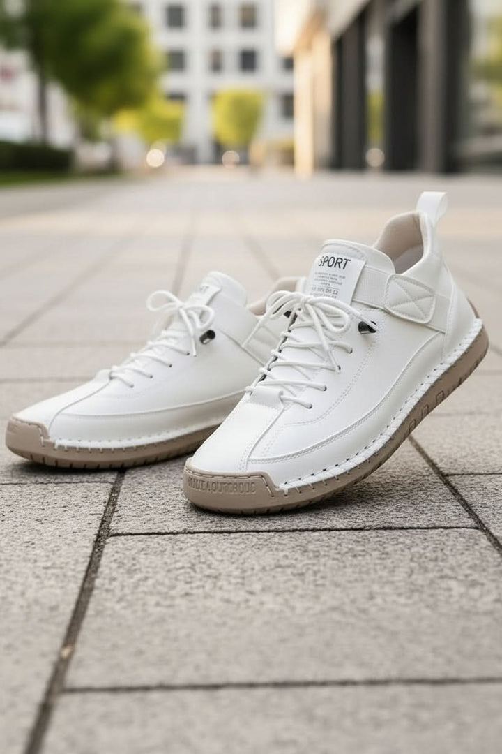Side view: Unisex lightweight slip-on trainers, showcasing breathable design for everyday walking comfort.