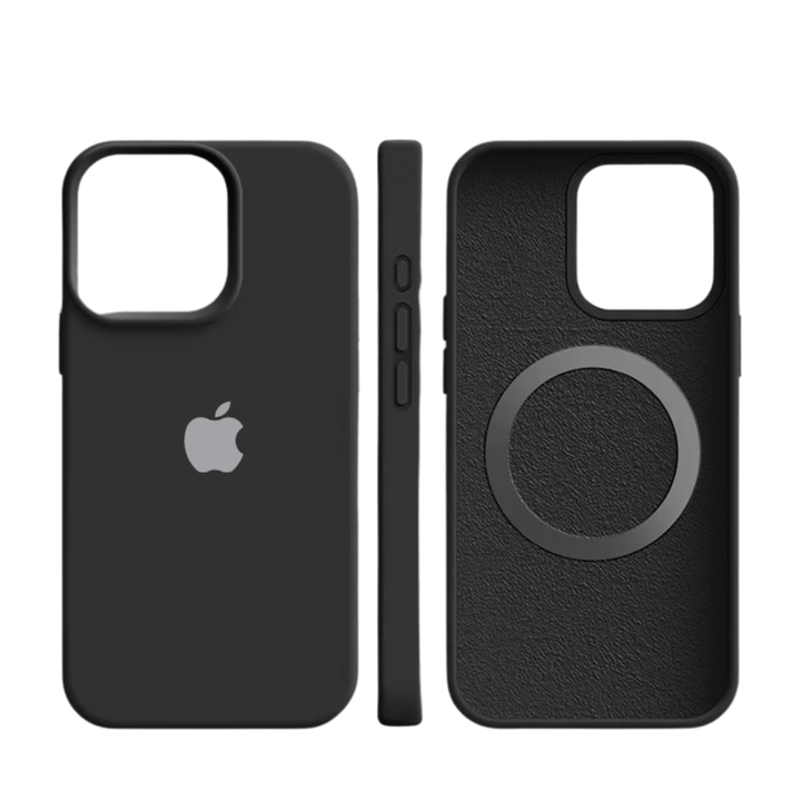 Thin silicone iPhone case with strong magnetic MagSafe compatibility. Durable protective phone cover for daily use.