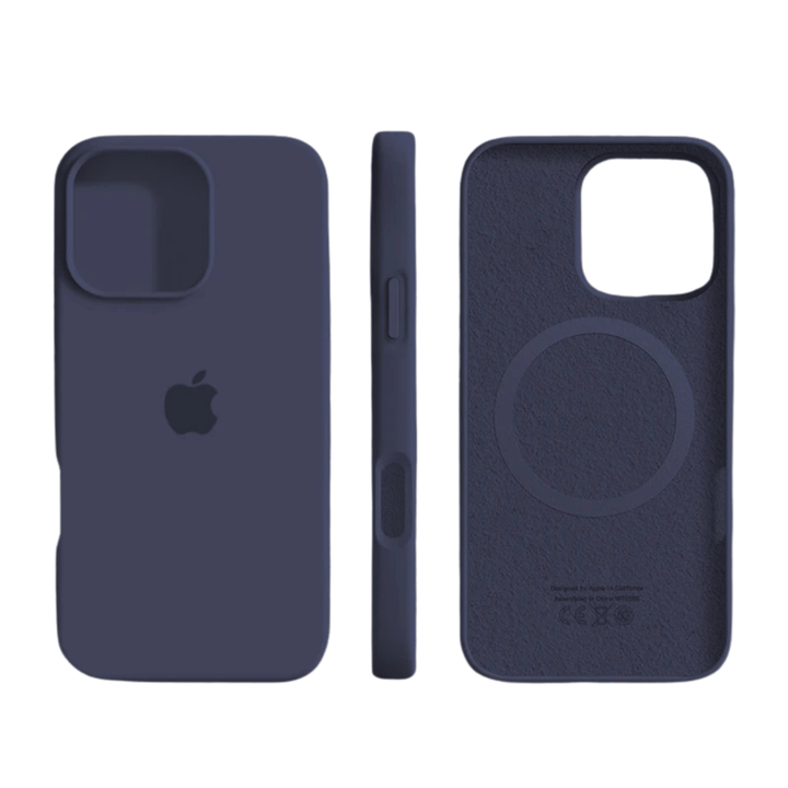 Unisex magnetic iPhone cover made from thin silicone, MagSafe ready. Essential phone protection accessory.