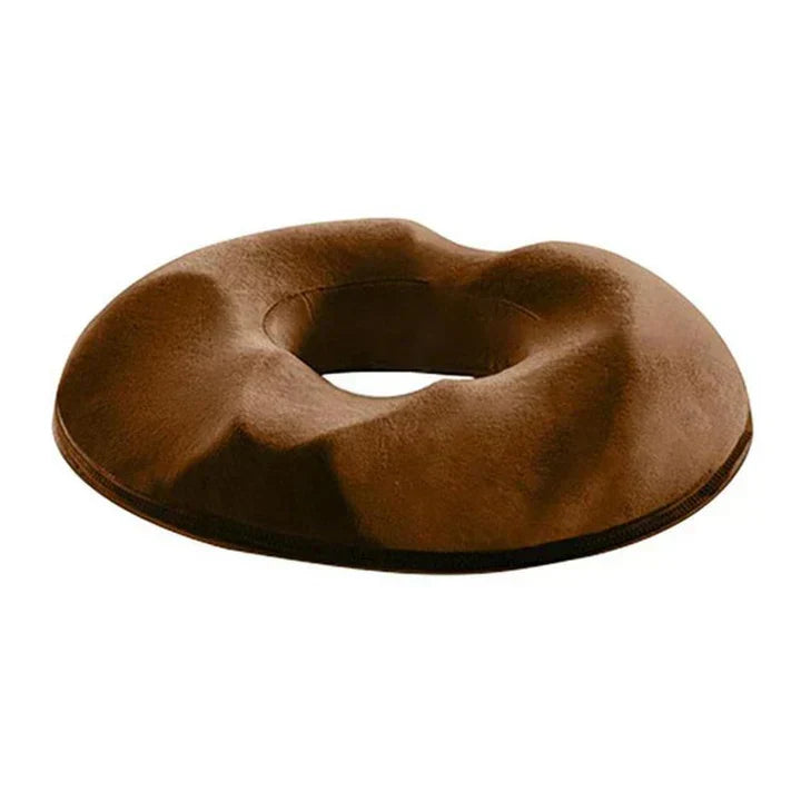 Comfortable memory foam donut cushion for office chair or car seat. Provides pressure relief & coccyx support.