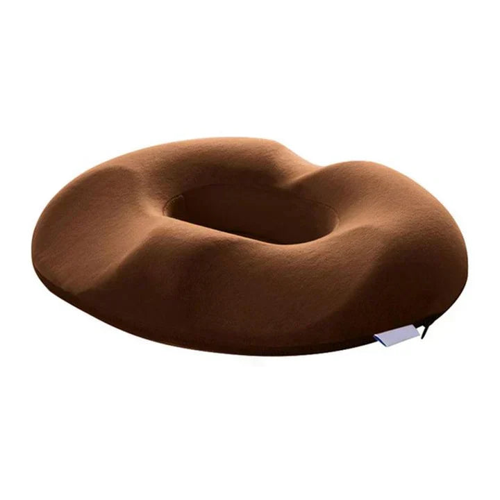 Portable donut seat cushion for tailbone & hemorrhoid pain relief. Ergonomic design, ideal for travel & home.