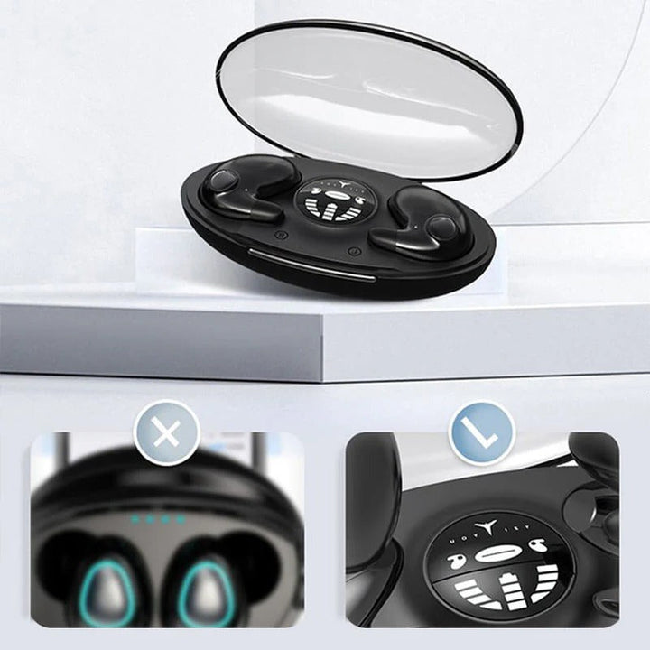 Ergonomic in-ear mini Bluetooth earbuds, secure & comfortable fit for all-day wear. Compact wireless headphones.