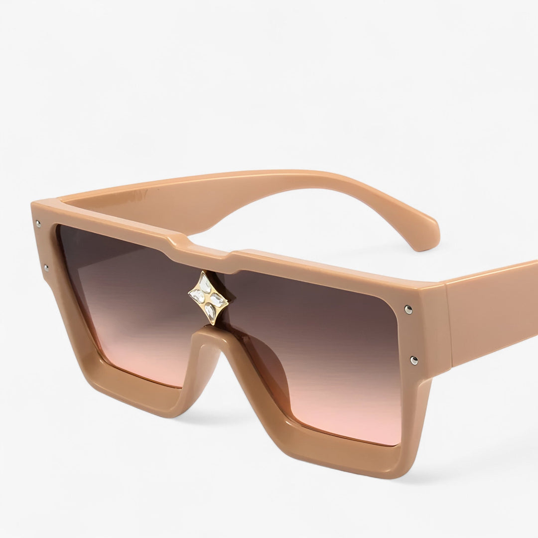Statement angular mirrored punk sunglasses. Unisex eyewear for bold streetwear fashion, UV400 tinted lenses.