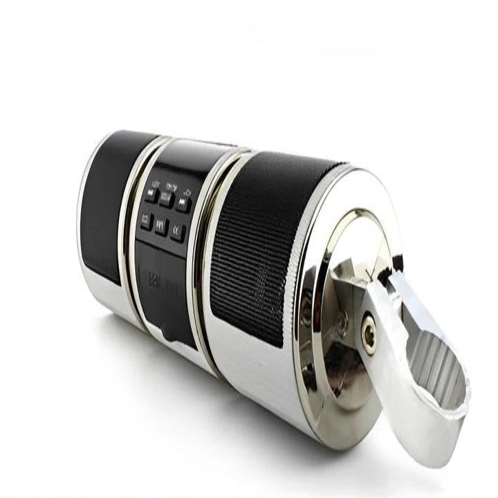 Unisex motorcycle Bluetooth audio system with FM radio & USB player. Waterproof handlebar speaker for clear sound.