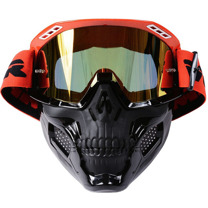 Comfortable unisex motorcycle goggles with adjustable strap, ideal for eye protection and helmet compatibility.