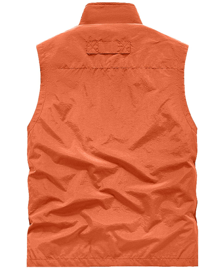 Unisex travel vest with adjustable features, providing comfort and utility for hikers.