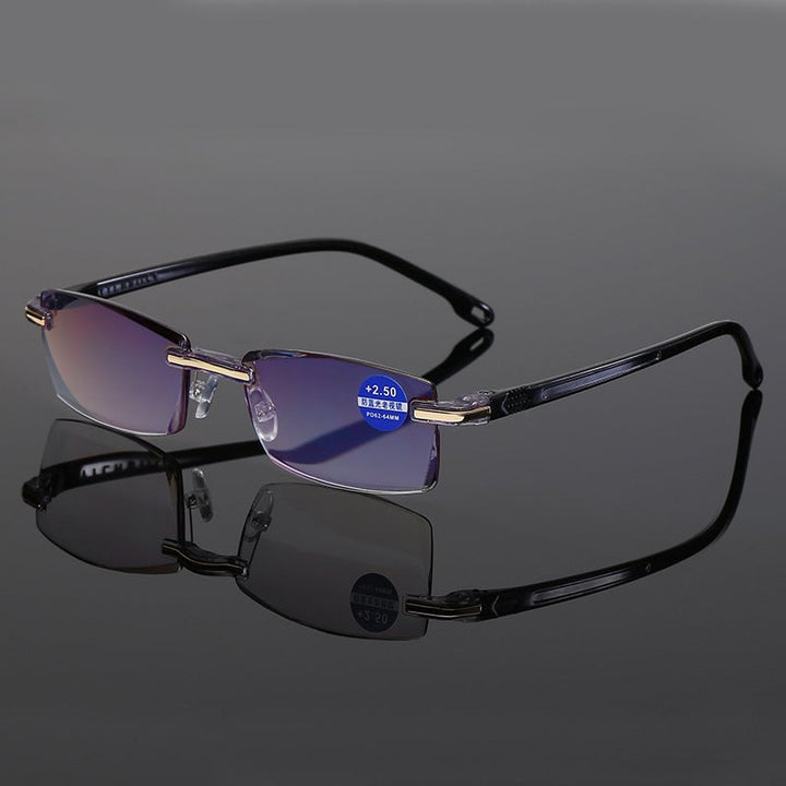 Lightweight TR90 & titanium unisex multifocal reading glasses with anti-blue light progressive lenses.