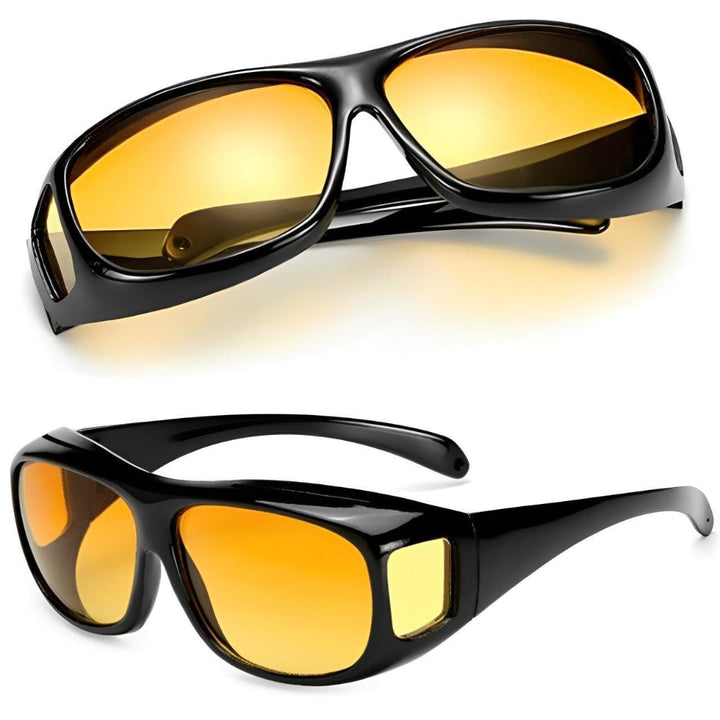 Unisex night driving glasses with anti-glare yellow lenses for clearer vision and enhanced road safety.