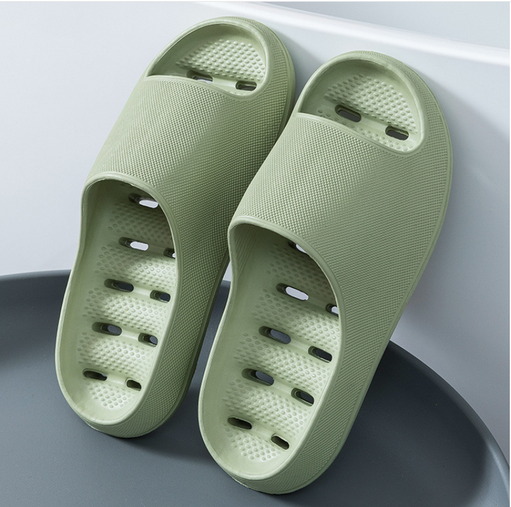 Close-up of soft, lightweight cloud cushion bathroom slippers, showing open-toe design for ultimate indoor comfort.