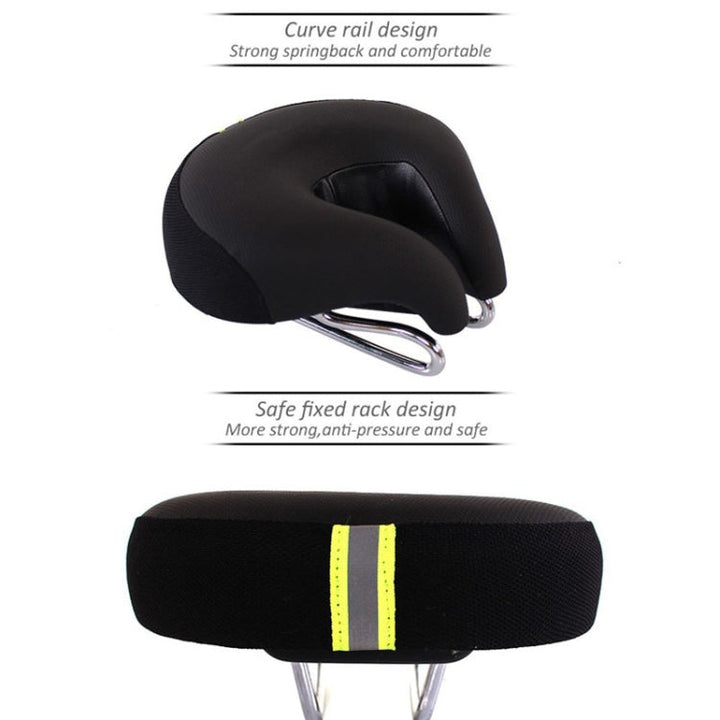 Achieve ultimate cycling comfort with this blue unisex nose-less mountain bike saddle. Perfect for pressure relief on trails.