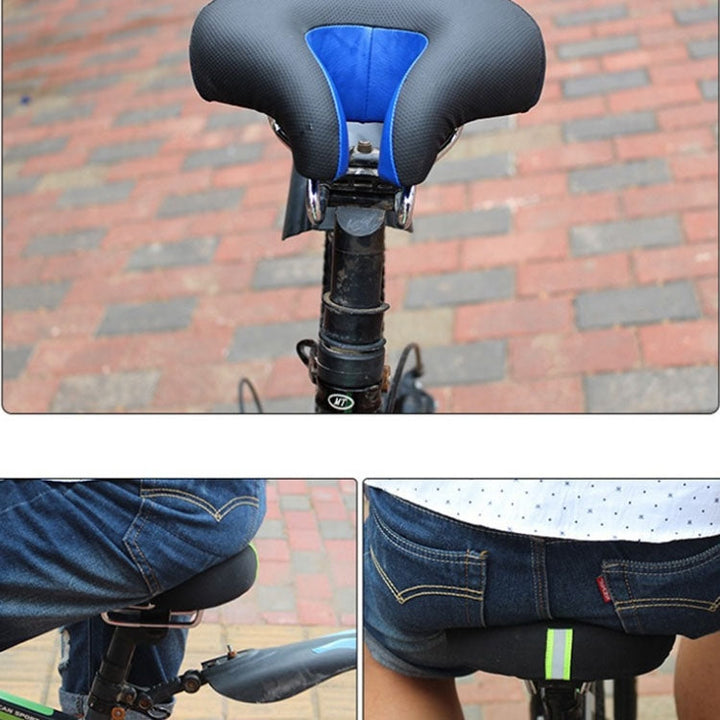 Essential blue bike accessory: unisex nose-less bicycle saddle for mountain biking. Provides superior pressure relief & comfort.