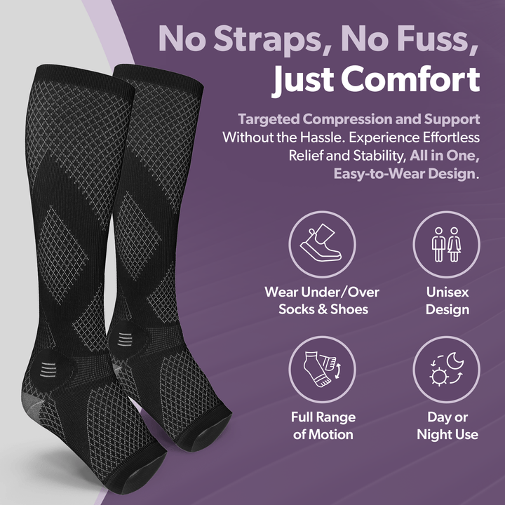 Unisex Open - Toe Knee - High Compression Socks, 20 - 30 mmHg - Lexians