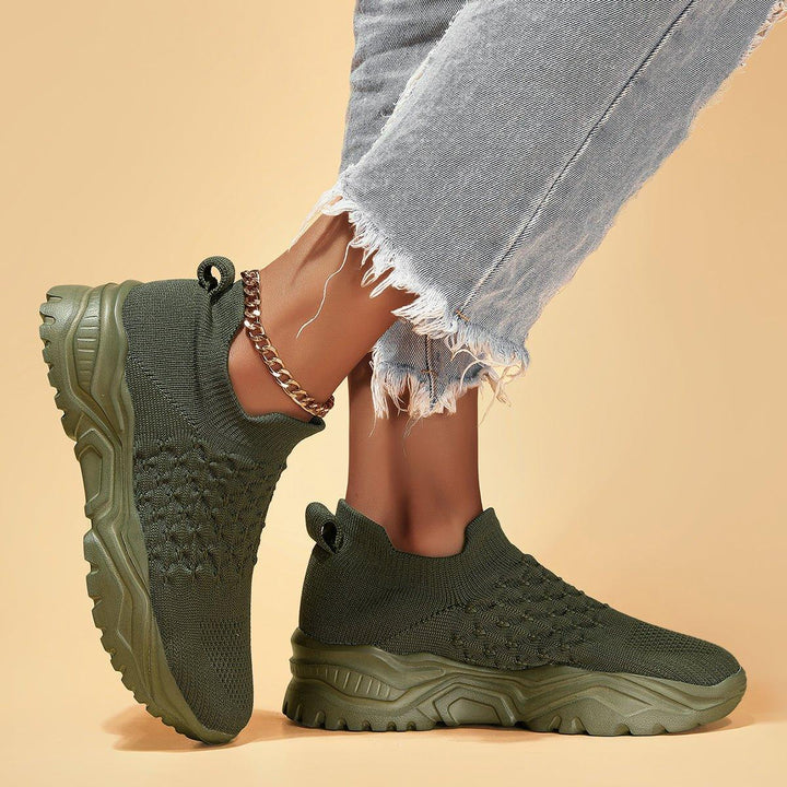Unisex Ortho Cloud Slip-On Shoes in olive green, with a focus on supportive cushioning