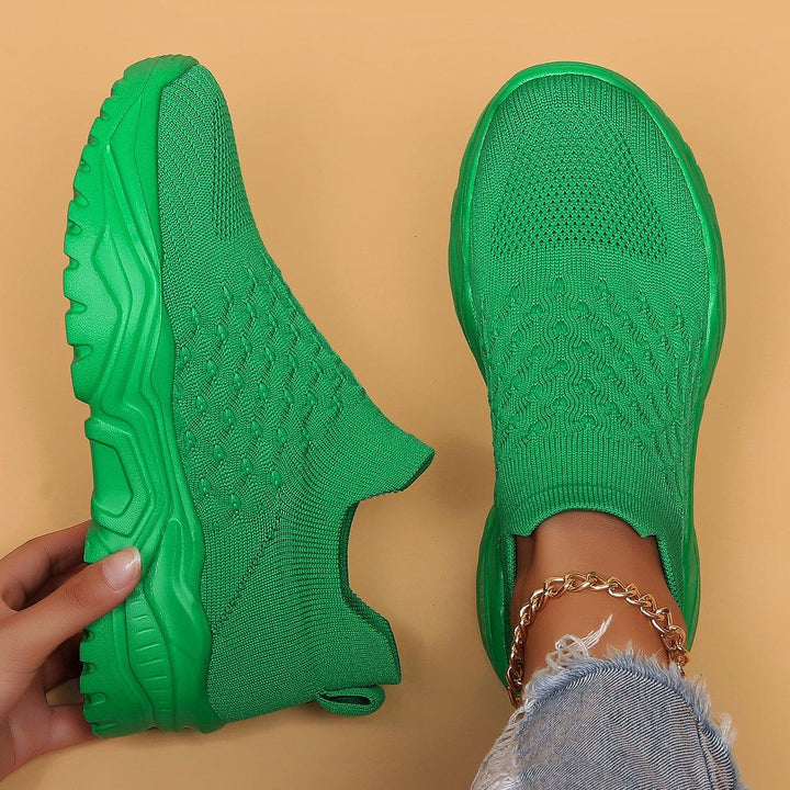 Unisex Ortho Cloud Slip-On Shoes in a vibrant green color, designed for all-day comfort and easy wear