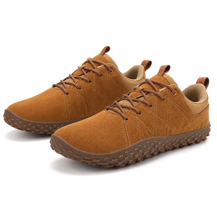 Unisex orthopedic barefoot hiking trainers with wide toe box for natural comfortable walking.
