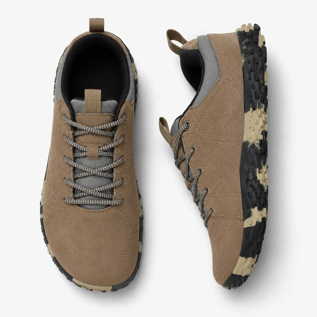 Comfortable orthopedic wide toe box barefoot trainers for hiking, walking, and active lifestyles.