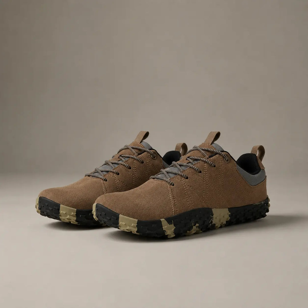 Unisex barefoot hiking trainers with zero drop and wide toe box for natural, healthy walking.