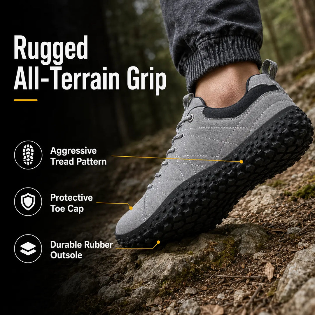 Active outdoor barefoot trainers with wide toe box, orthopedic, zero drop, ideal for walking.