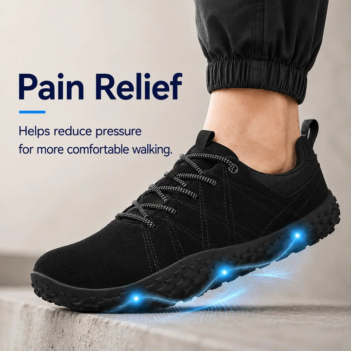 Barefoot hiking trainers for natural foot movement, unisex, wide toe box, orthopedic comfort.