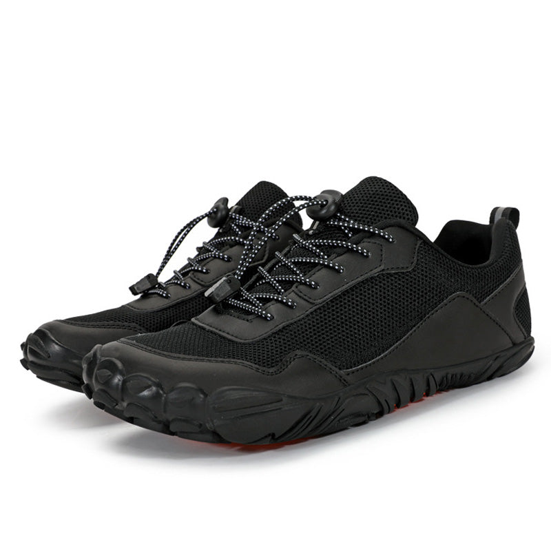 Unisex orthopedic hiking shoes with wide toe box for natural barefoot comfort on trails.