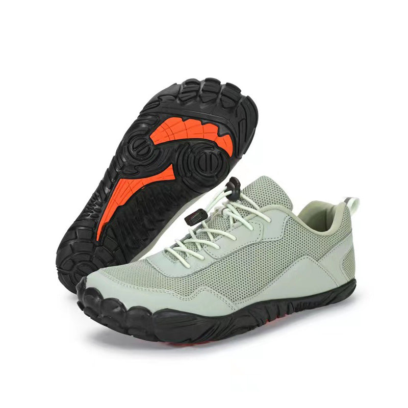 Ergonomic unisex hiking shoes, wide toe box design for natural foot splay & orthopedic comfort.