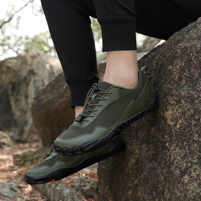 Lightweight unisex orthopedic hiking shoes, wide toe box for natural barefoot fit and foot health.