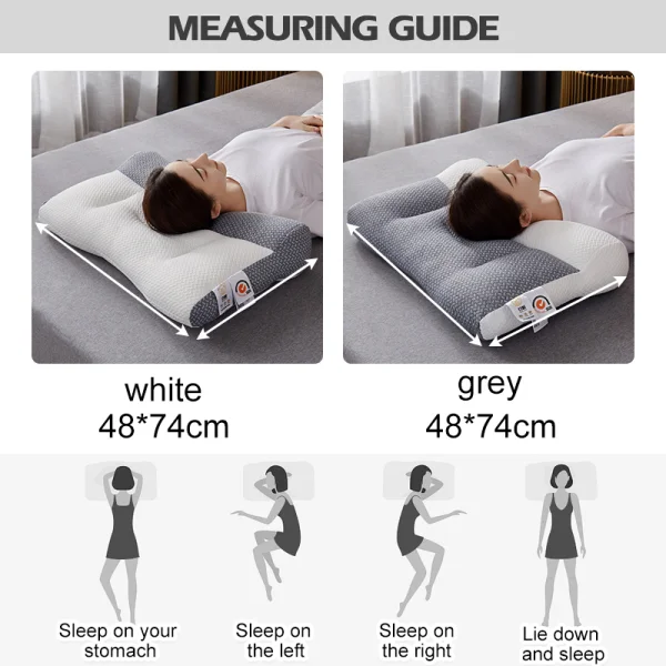 Ergonomic neck pillow with spinal support, providing comfort & pressure relief for a restful night's sleep.