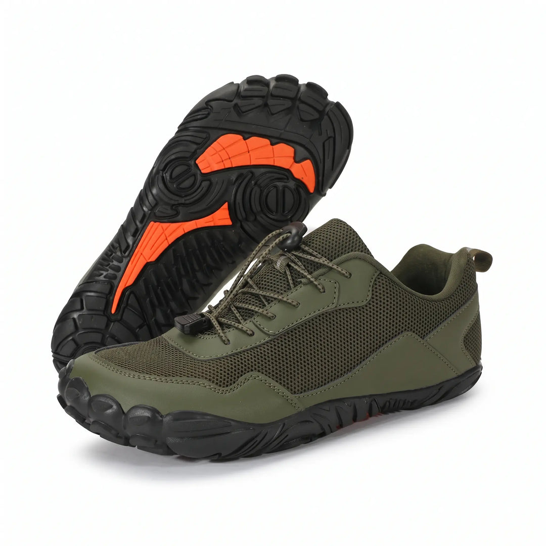 Men's & women's barefoot hiking trainers, wide toe box for natural foot splay, non-slip sole.