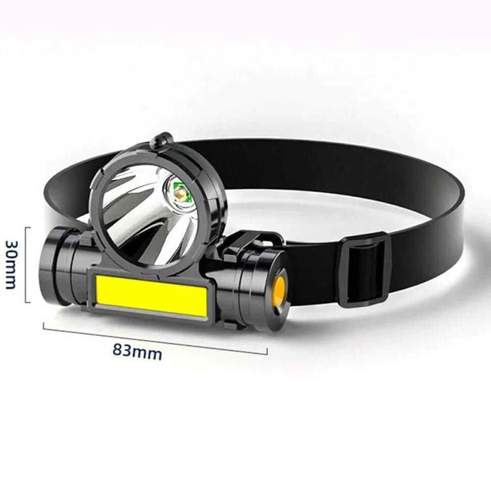 Yellow unisex outdoor headlamp. Bright LED wearable flashlight for camping & hiking safety.