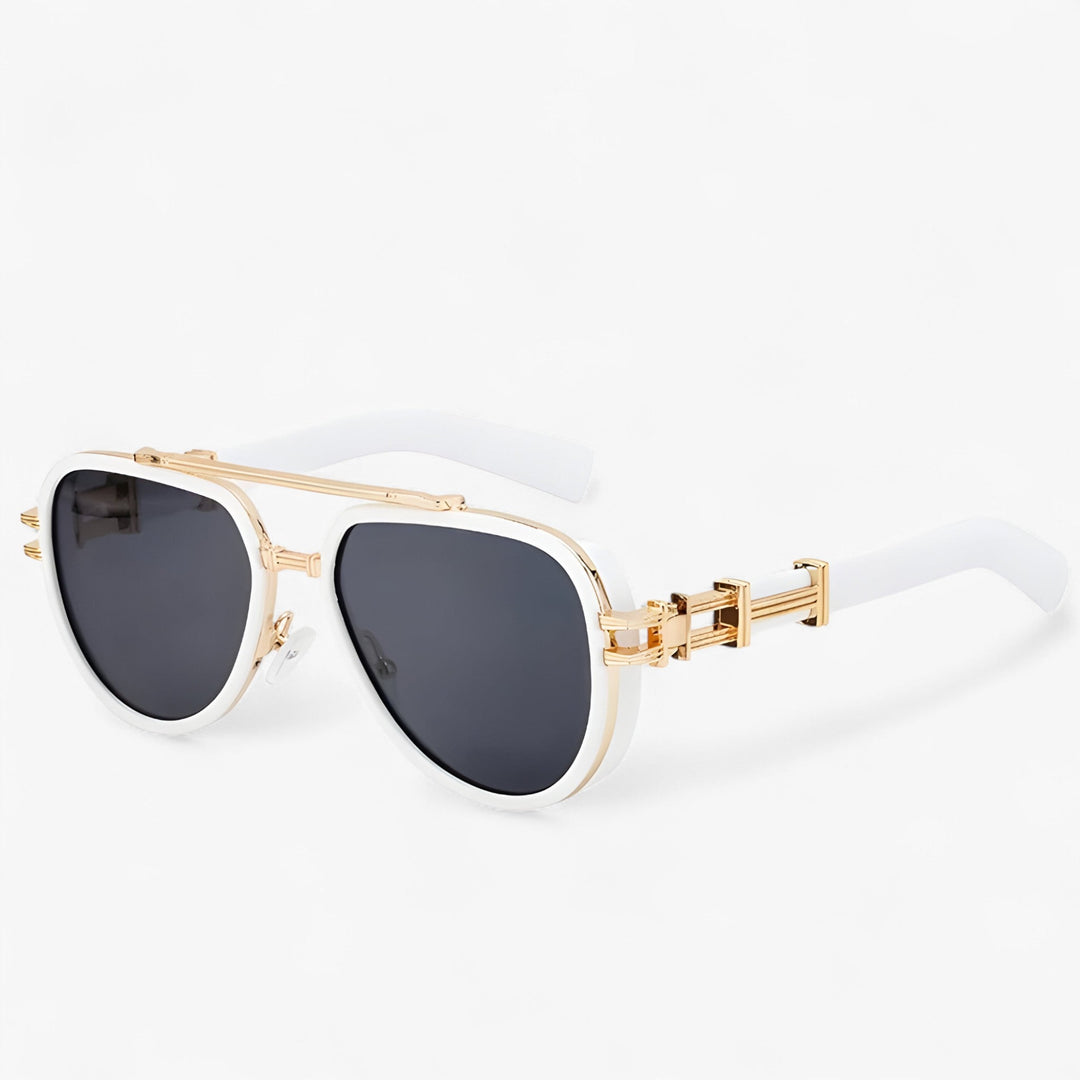 Men's oversized Steampunk polarized sunglasses, UV400 protection, round vintage style eyewear.