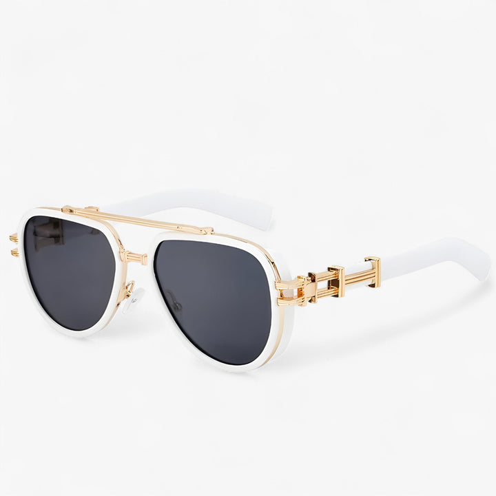 Men's oversized Steampunk polarized sunglasses, UV400 protection, round vintage style eyewear.