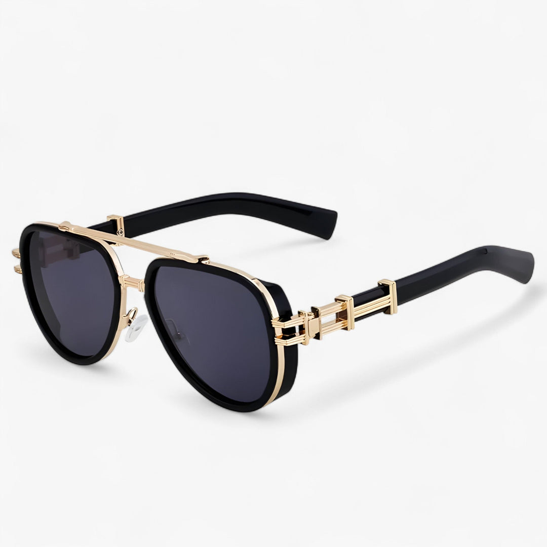 Retro vintage Steampunk oversized sunglasses with polarized lenses, UV400 eye protection.