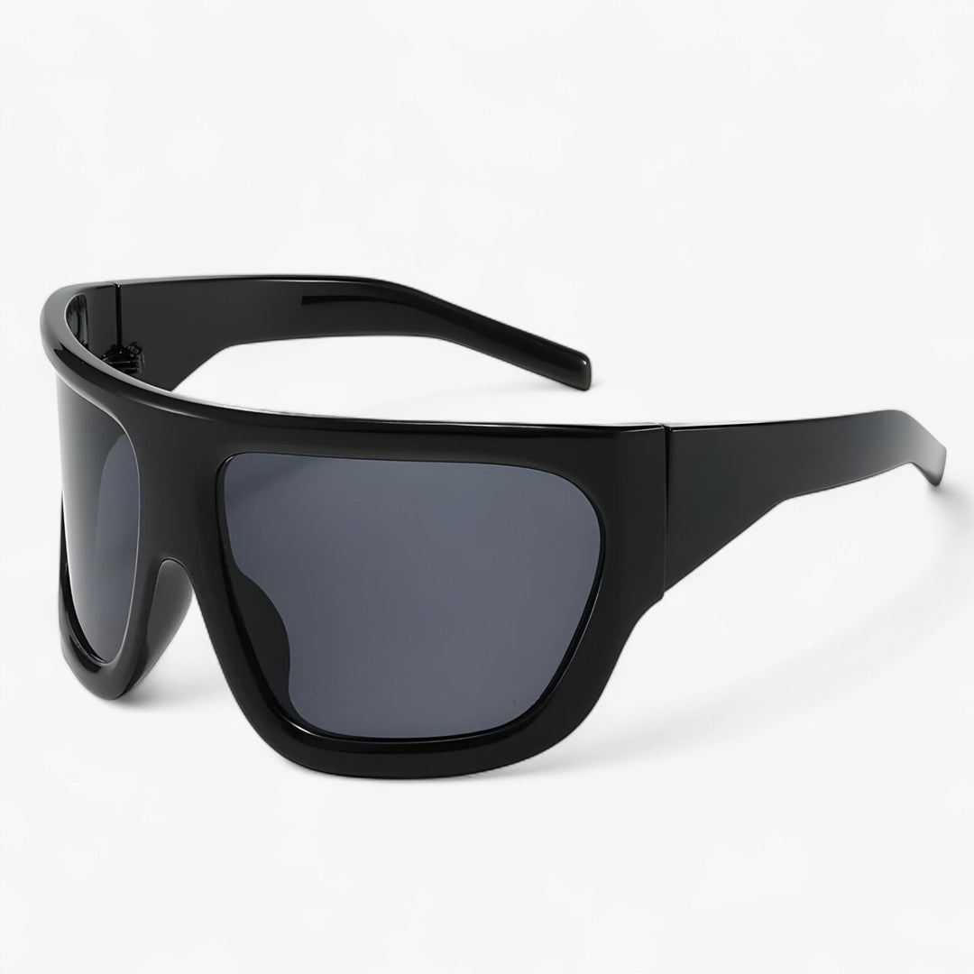 Unisex oversized steampunk sports sunglasses with wraparound design for UV400 protection.