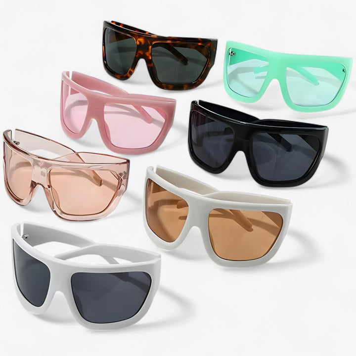 Steampunk oversized shield sunglasses for ultimate UV400 protection & festival fashion.