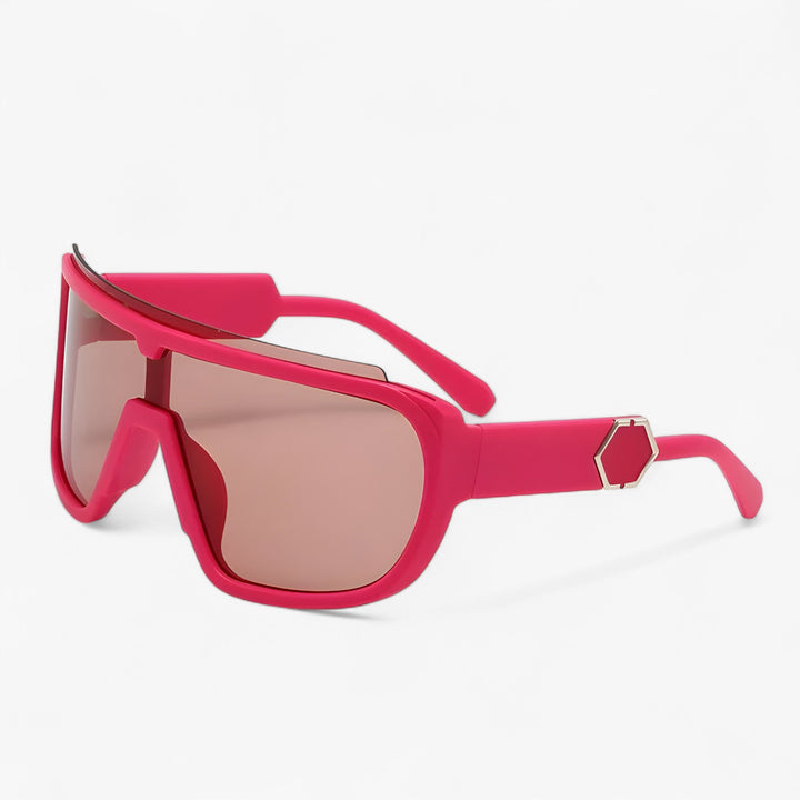 Bold unisex oversized monoblock wraparound shield sunglasses, perfect for sport, fashion & UV400 protection.