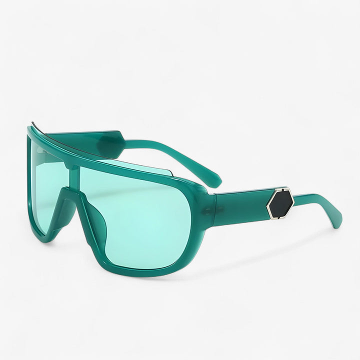 Fashion-forward unisex oversized wraparound shield sunglasses, ideal for a bold statement & complete UV400 protection.