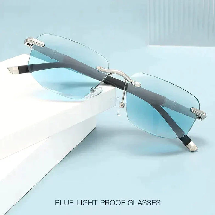 Lightweight gold frame photochromic sunglasses & reading glasses with UV protection.