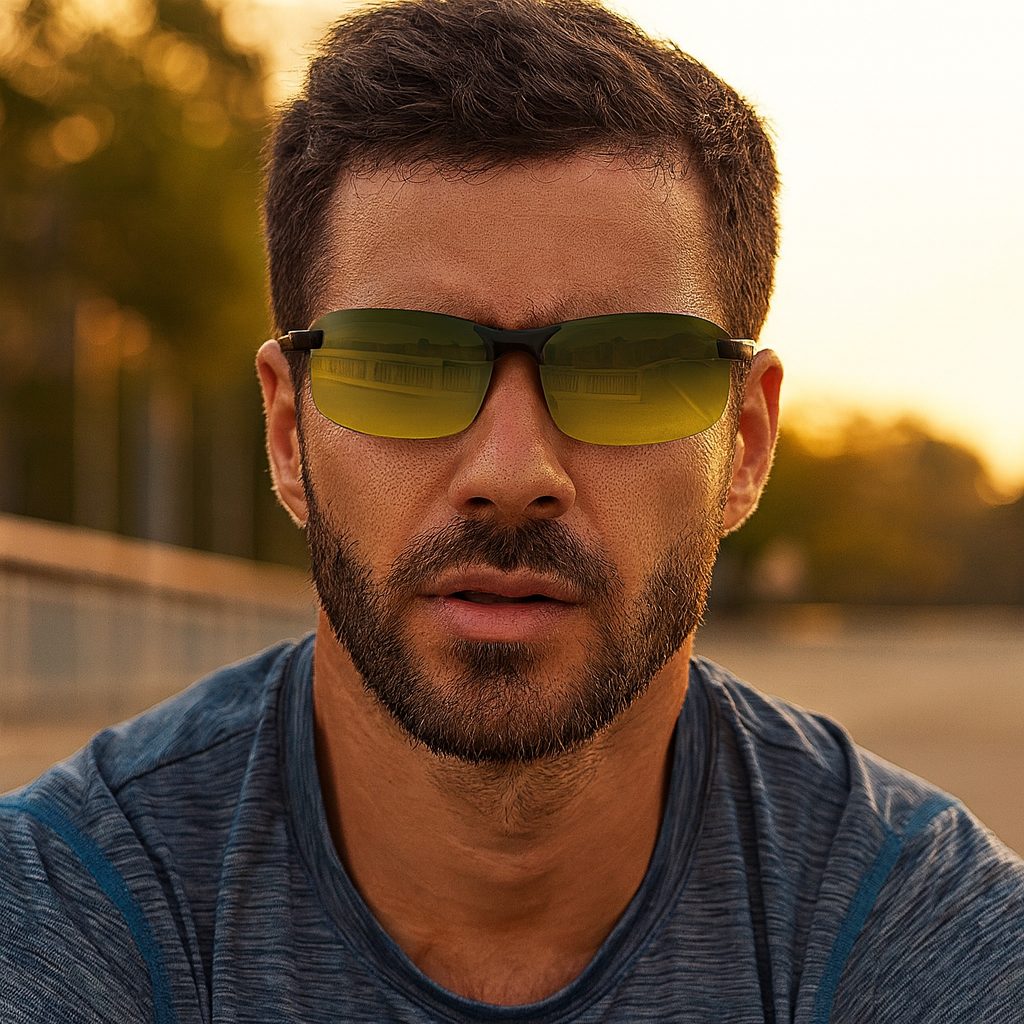Unisex polarized driving glasses. Photochromic & UV400 lenses ensure glare reduction and clear vision on the road.