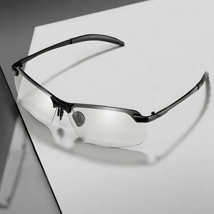 Polarized fishing sunglasses. Photochromic & UV400 lenses reduce water glare, enhancing visibility for anglers.