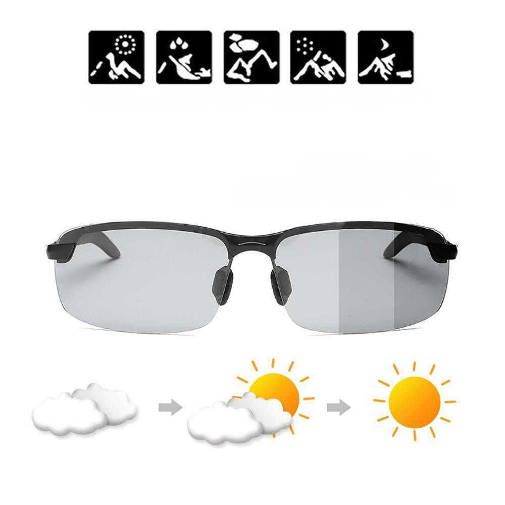 Advanced unisex sports sunglasses: photochromic, polarized, UV400 for glare reduction & essential eye protection.