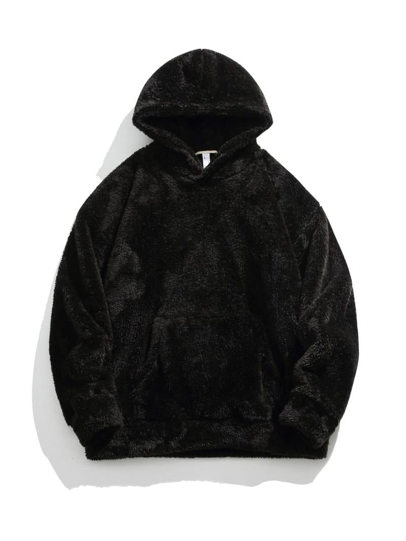 Unisex plush faux fur fleece hoodie in a neutral color, perfect for warm, soft, casual comfort.